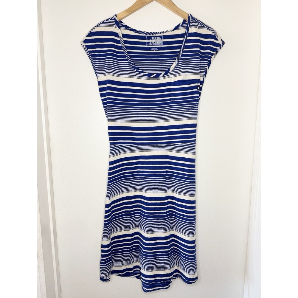 The North Face EZ Tee Dress Blue & White Striped Medium